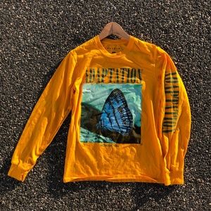 Pacsun Yellow Butterfly Graphic Long Sleeve TShirt